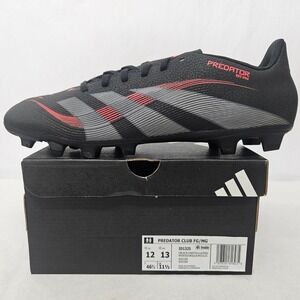 Adidas Predator Club FG/MG Soccer Cleats ID1325 Black Grey Red Men's Size 12